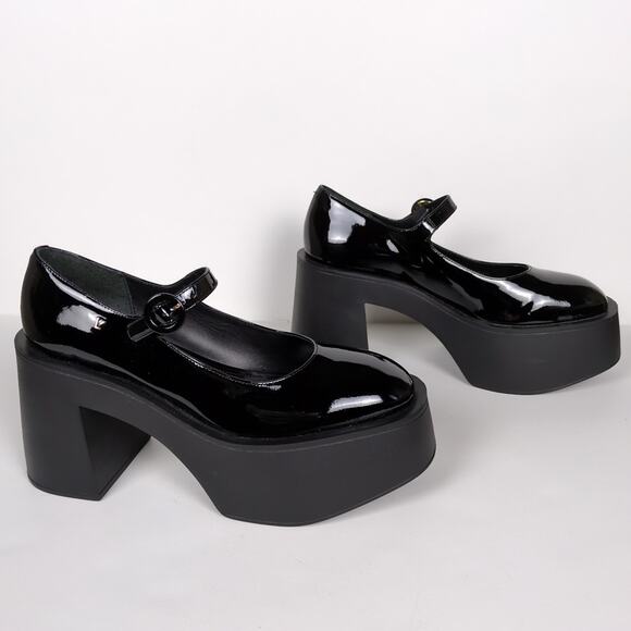 LARROUDE Black Patent Leather Olivia Platform Mary Jane Pump Chunky Women's 9.5 - Picture 4 of 9